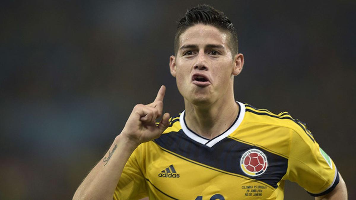 James Rodríguez celebra un gol durante el Mundial de Brasil