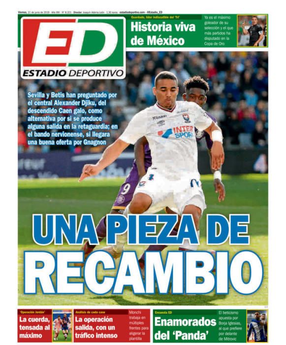 Portada ESTADIO DEPORTIVO viernes 21 de junio 2019