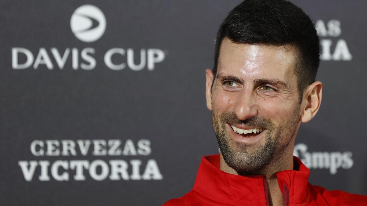 Novak Djokovic, en la rueda de prensa previa al duelo ante Gran Bretaña.