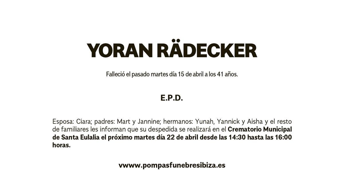 Esquela Yoran Rädecker