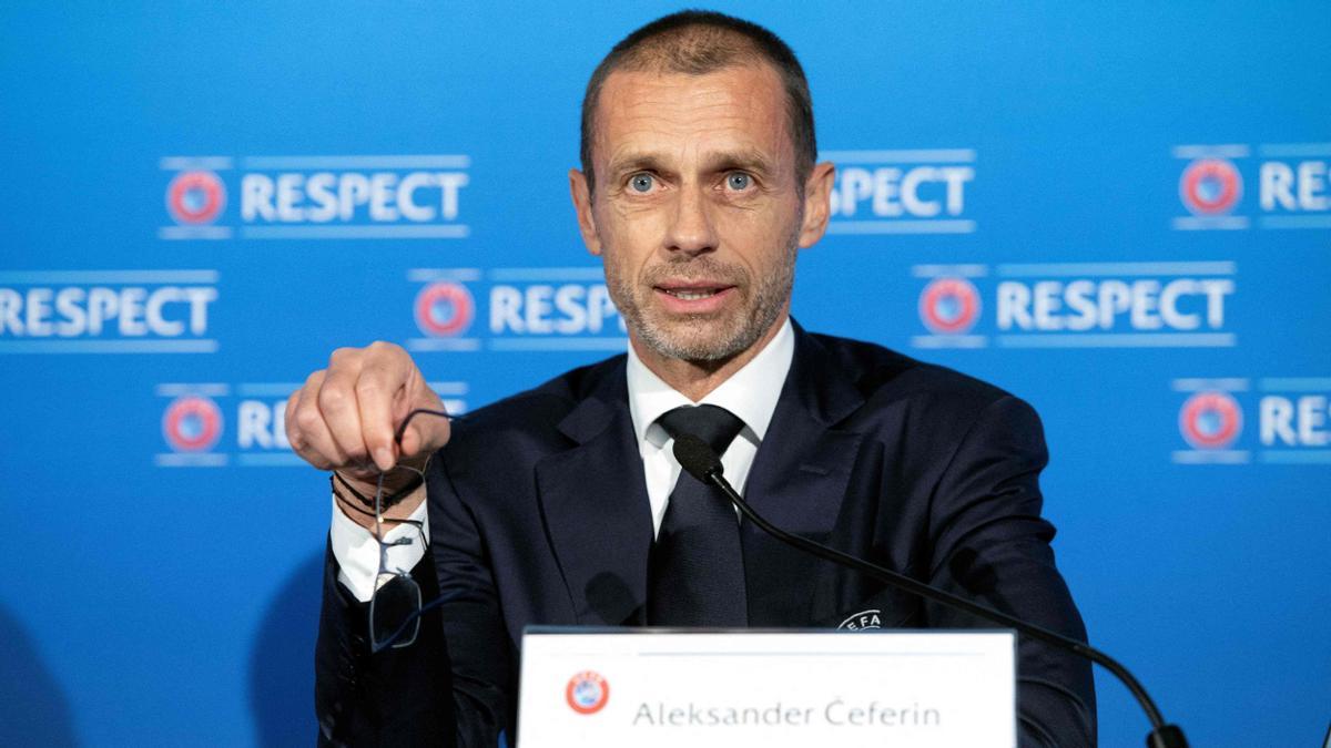 Aleksander Ceferin, el presidente de la UEFA, en su comparecencia.