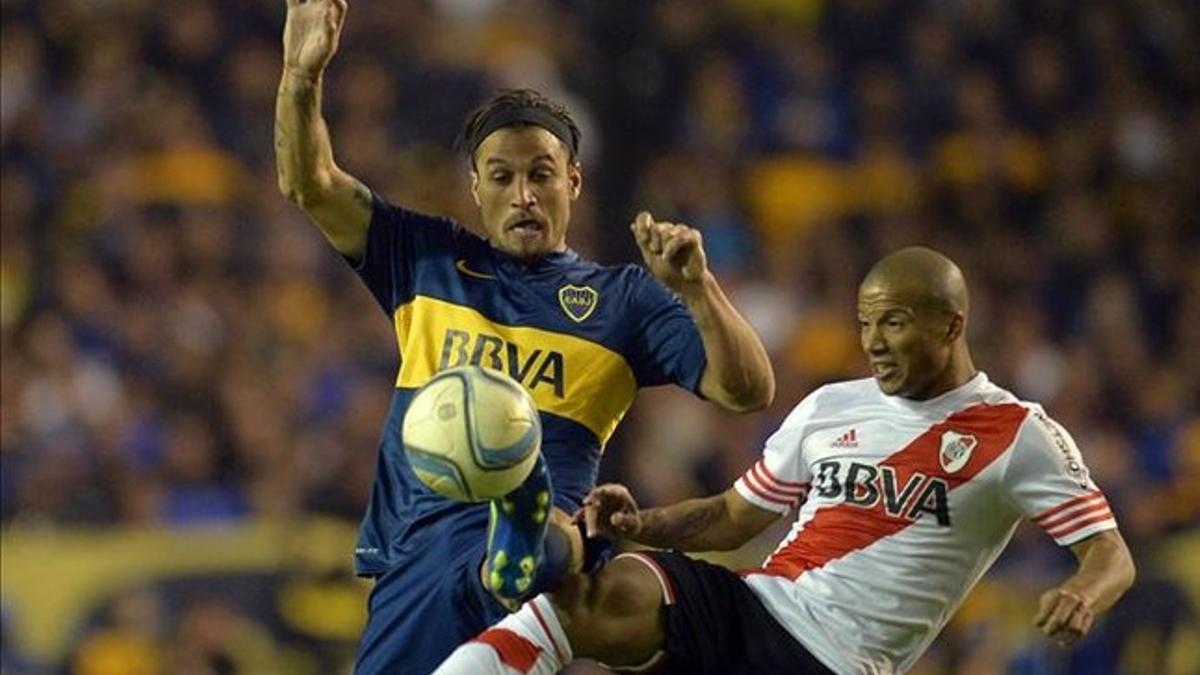 Dani Osvaldo, en acción con Boca Juniors