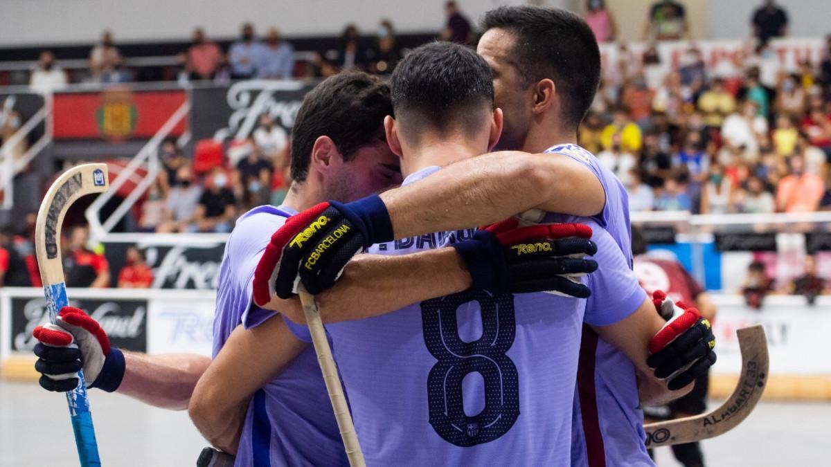 Los jugadores del Barça celebran un gol ante el Noia