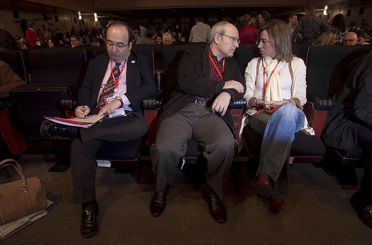 José Montilla, entre Miquel Iceta i Carme Chacón, en un congrés del PSC, el 2011. José Montilla, entre Miquel Iceta i Carme Chacón, en un congrés del PSC, el 2011.