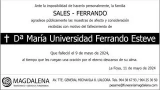 Dª María Universidad Ferrando Esteve