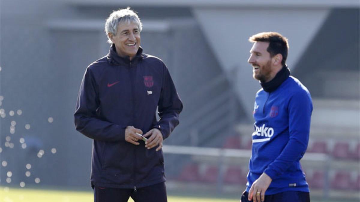 Messi y Quique Setién, la ilusión vuelve a los entrenamientos del Barça (EN)