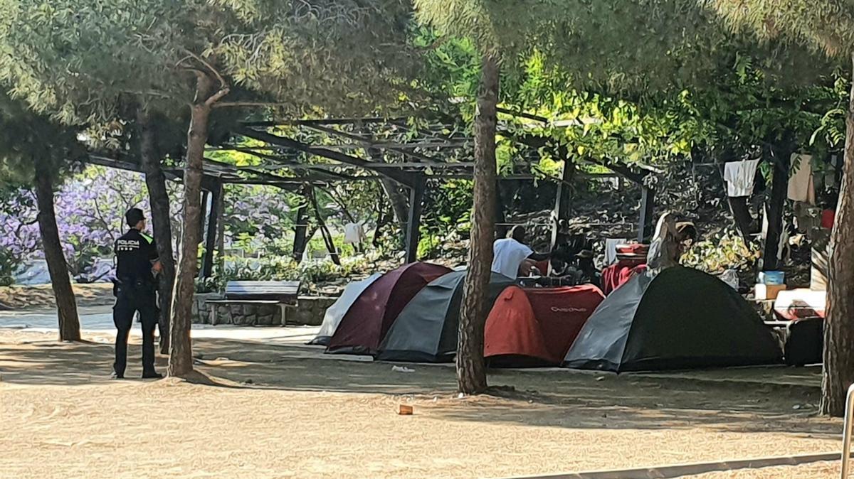 Campamento de indigentes en Montjuïc