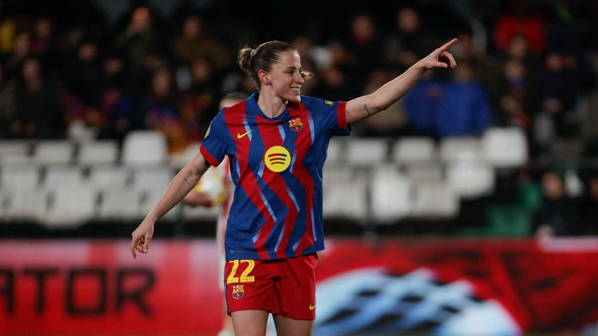 Ona Batlle celebra su gol en la semifinal de la Supercopa