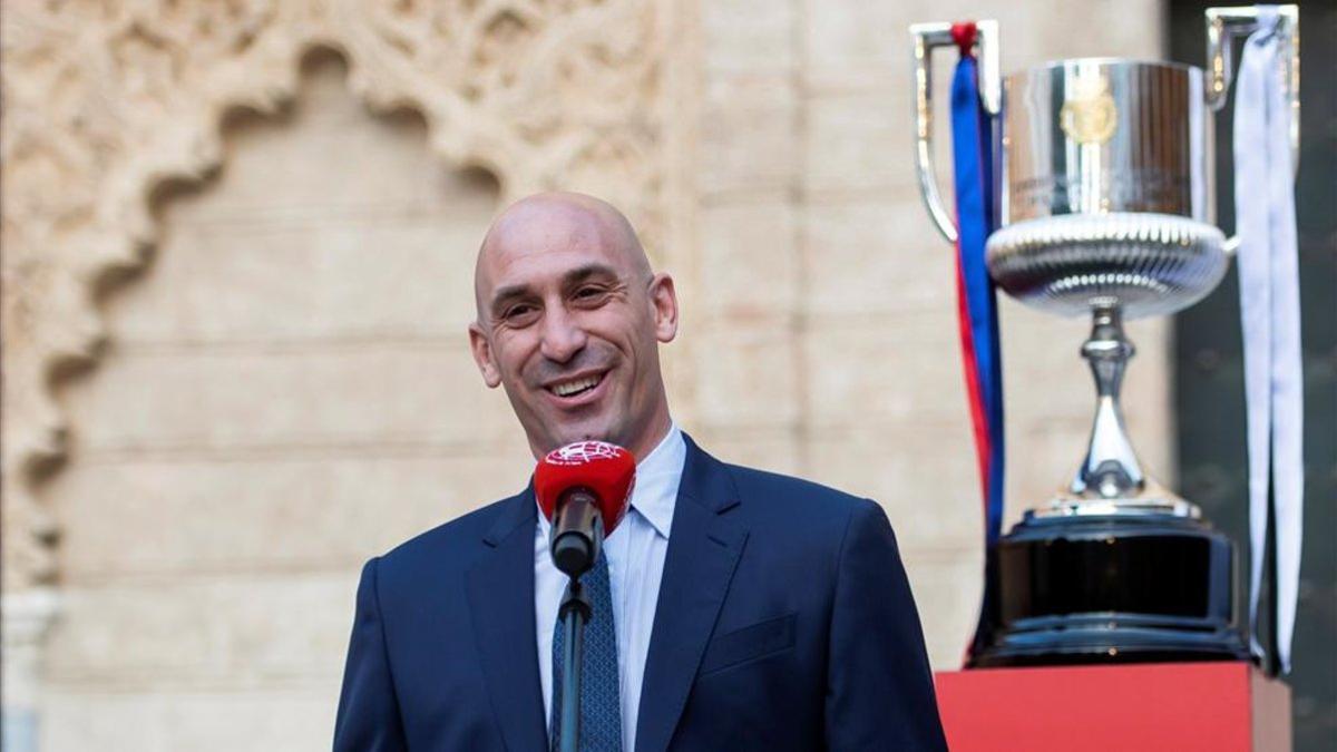 Luis Rubiales durante la previa de la final de la Copa del Rey de este año