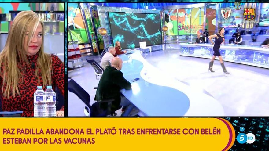 Paz Padilla abandona el plató de &#039;Sálvame&#039; tras un enfrentamiento con Belén Esteban por las vacunas