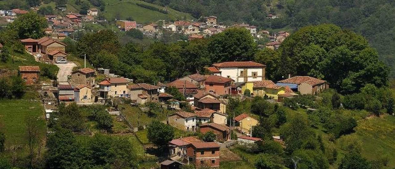 La localidad de El Carbayu, en Langreo.