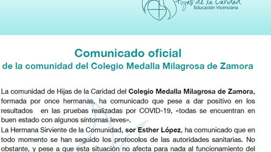 Comunicado de la Medalla Milagrosa.