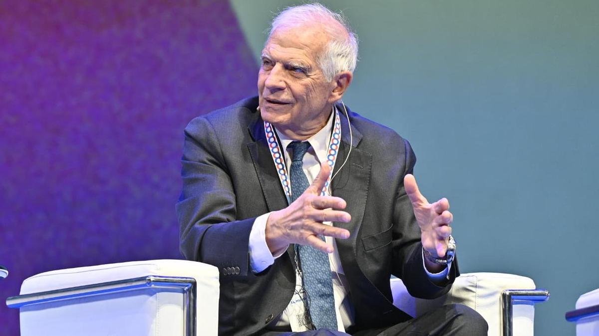 Josep Borrell, durante su intervención en el congreso de la Fundación Ibercaja.