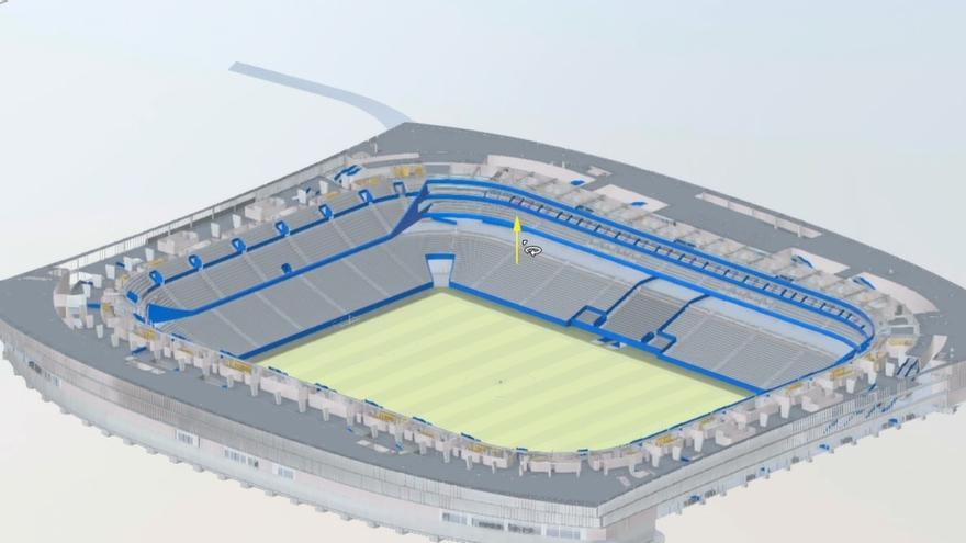 Vista 3D del proyecto de La Romareda construida de abajo a arriba