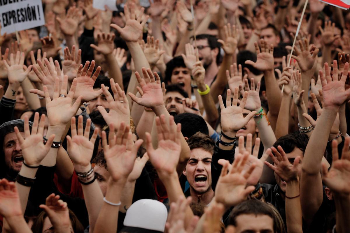 Imagen de una de las concentraciones del movimiento 15-M en Madrid.