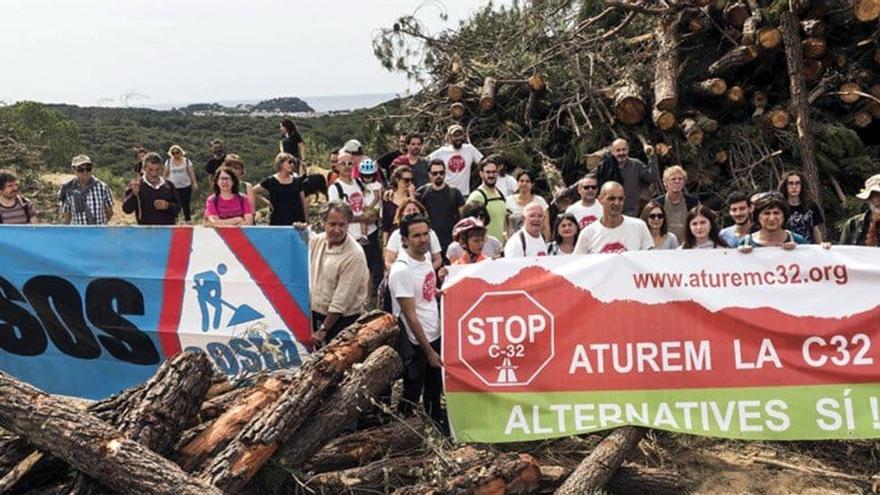 Una acció de protesta d&#039;Aturem la C-32