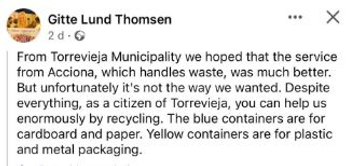 Mensaja de Gitte Lund en las redes sociales