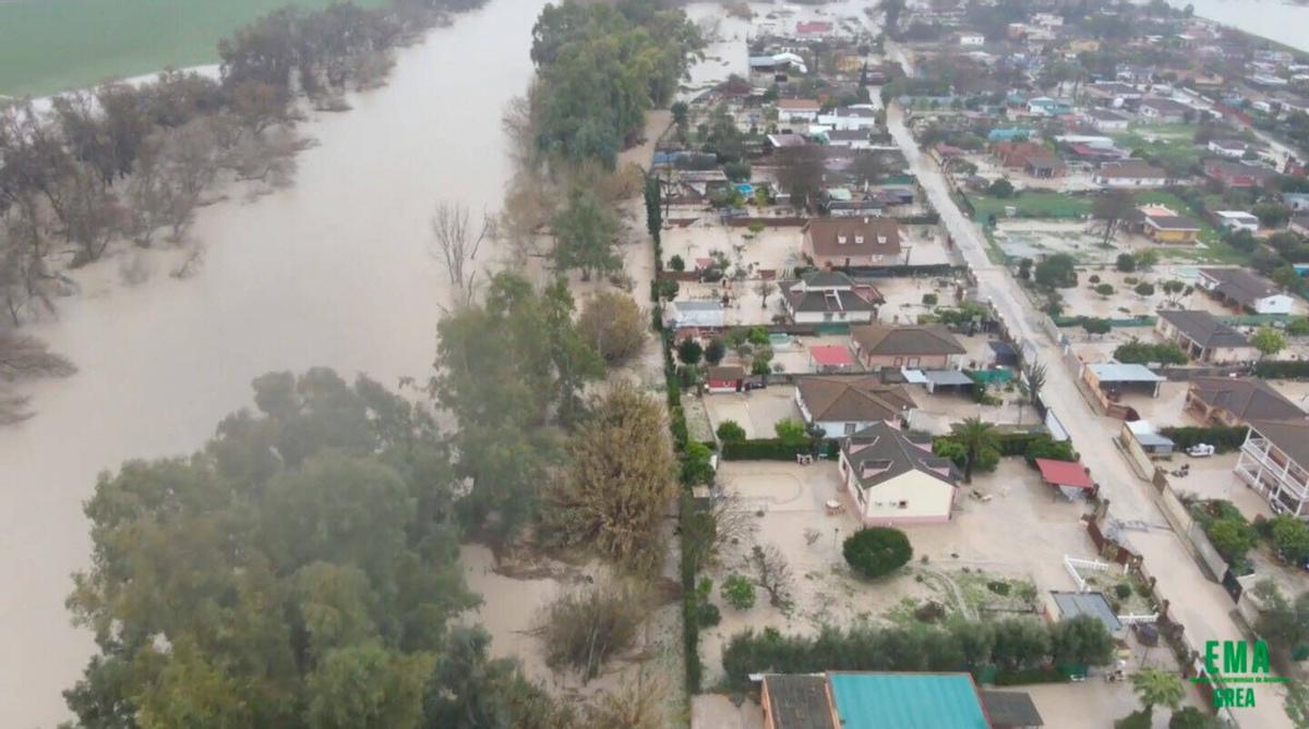 CÓRDOBA Borrasca Marta inundaciones temporal inundación del Aeropuerto y parcelación de Guadalvalle y La Altea Guadalquivir