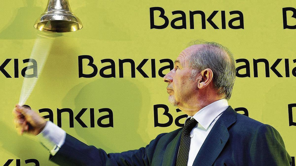 El expresidente de Bankia Rodrigo Rato, el día de la salida a Bolsa, en 2011.