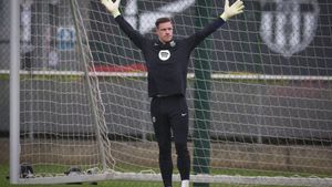 Marc André ter Stegen, en el entrenamiento de este viernes.