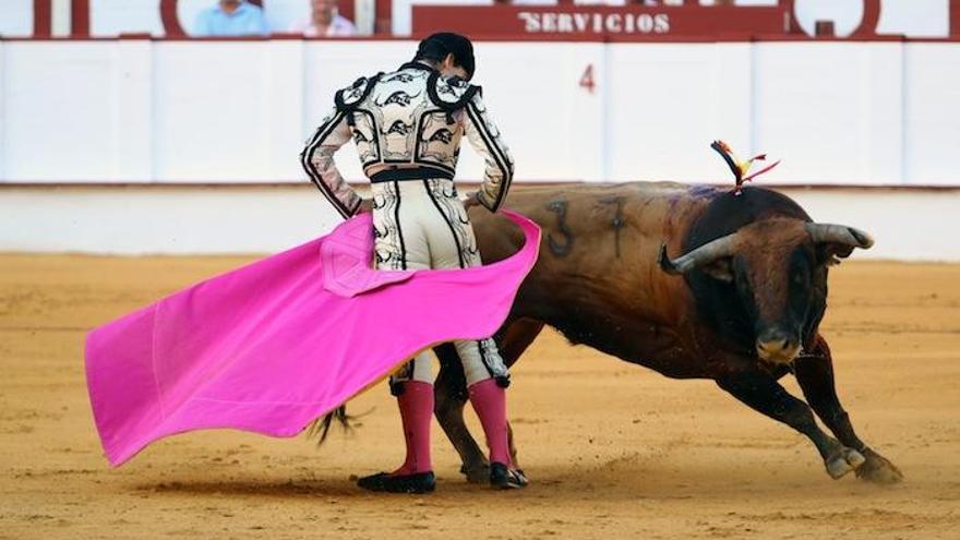 Fortes, en plena faena de uno de los toros de la corrida del 17 de agosto.