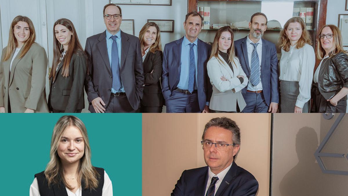 Arriba, equipo BBS abogados. Abajo a la izquierda, Mireia Buchaca de Nova Oportunitat. A la derecha, el letrado Joan Corominas Vidal, de CIMS Juridic.