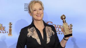 Meryl Streeo, en los Globos de Oro del 2012, cuando recibió el premio a mejor actriz por ’La dama de hierro’, producida por Harvey Weinstein.