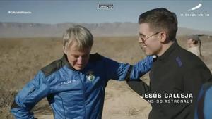 Jesús Calleja al bajar de la cápsula del New Shepard.