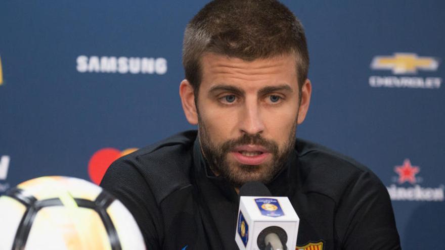 Piqué, durante su rueda de prensa en EEUU