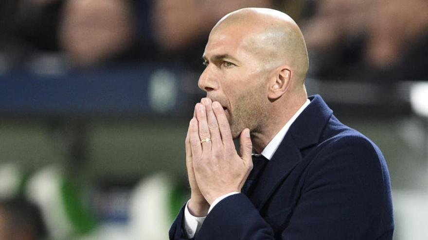 Zidane durante el partido ante el Wolfsburgo.