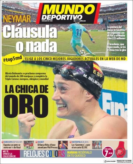 Portadas viernes 28 de julio de 2017