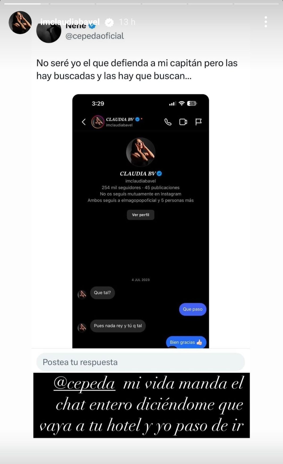 Cepeda contra Claudia Bavel
