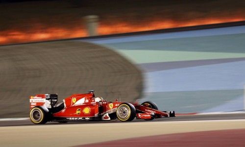 Ferrari Formula One driver Vettel of Germany drives during Bahrain's F1 Grand Prix at Bahrain International Circuit