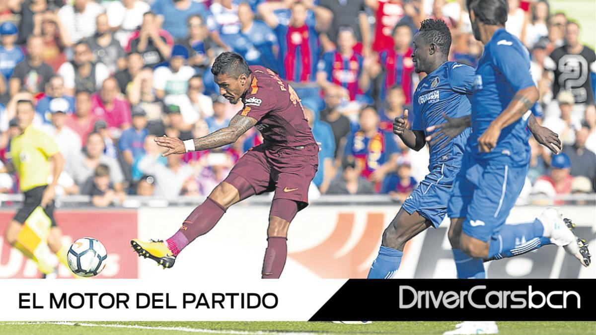 Paulinho dispara para lograr el 1-2 del triunfo del Barça sobre el Getafe