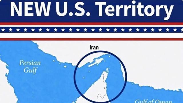 Mapa publicat per Trump a la seva xarxa social declarant l’estret d’Ormuz com a «nou territori dels EUA».