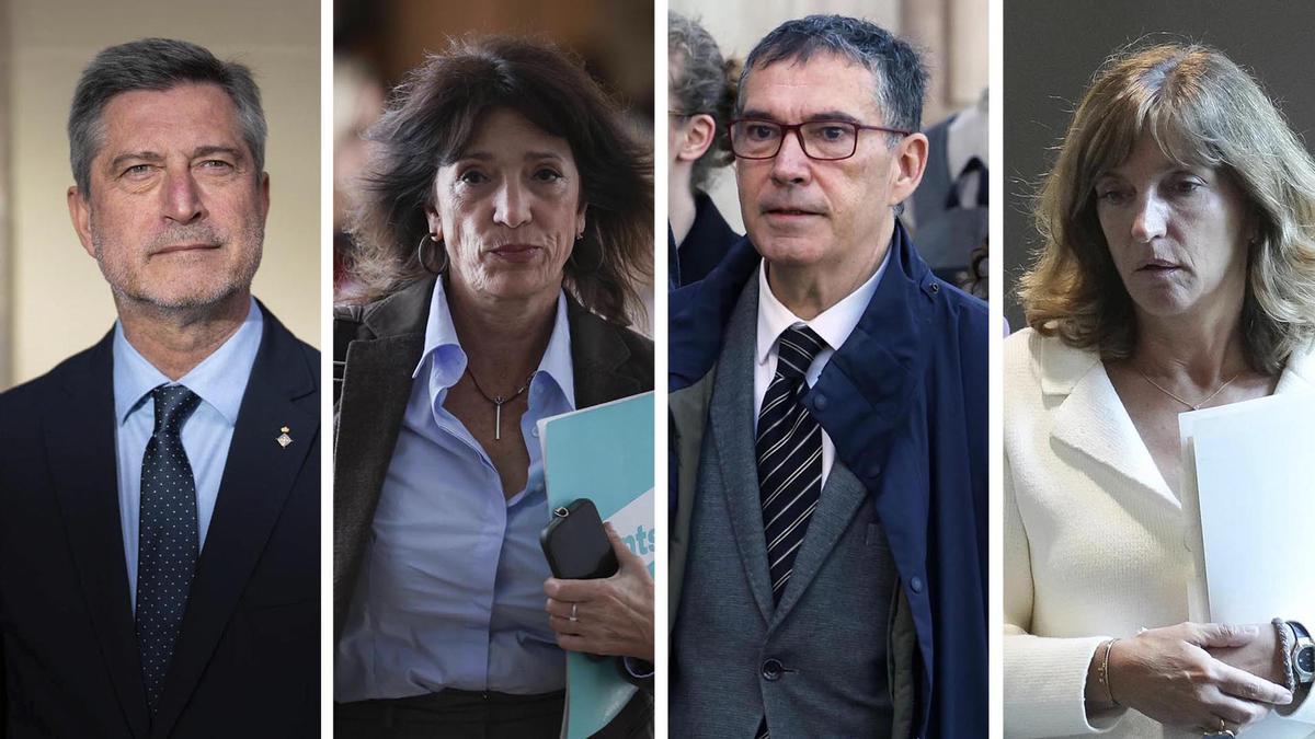 Combo de los cuatro candidatos a las primarias de Junts en Barcelona, Jordi Martí Galbis, Pilar Calvo, Jaume Alonso-Cuevillas y Glòria Freixa.