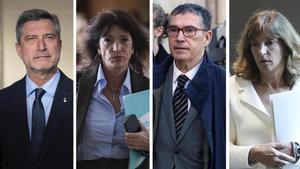 Combo de los cuatro candidatos a las primarias de Junts en Barcelona, Jordi Martí Galbis, Pilar Calvo, Jaume Alonso-Cuevillas y Glòria Freixa.