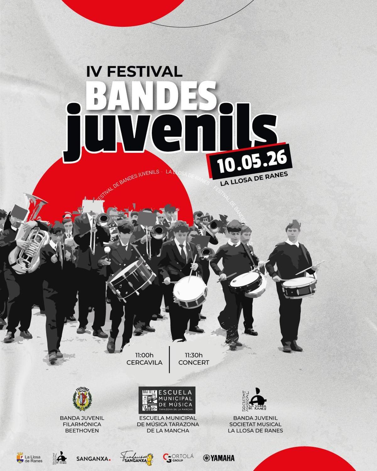 Cartel del IV Festival de Bandes Juvenils de la Llosa de Ranes.