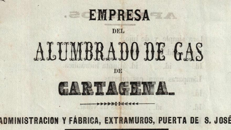 Fue en 1856 cuando el Ayuntamiento de Cartagena acordó establecer el alumbrado público por medio del gas.