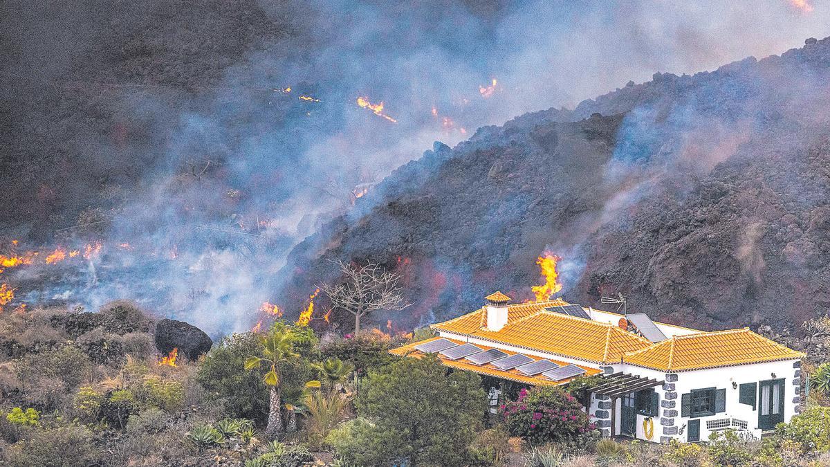 Una vivienda afectada en La  Palma