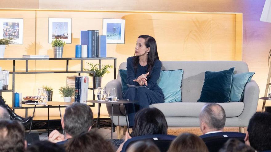 Beatriz Corredor, presidenta de Redeia (Red Eléctrica), este martes en la presentación de varios informes de la compañía.