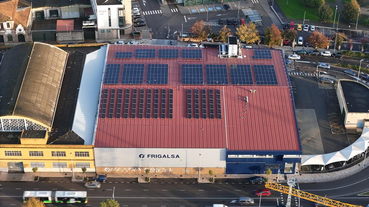 La instalación de paneles solares en la planta de Frigalsa en Beiramar