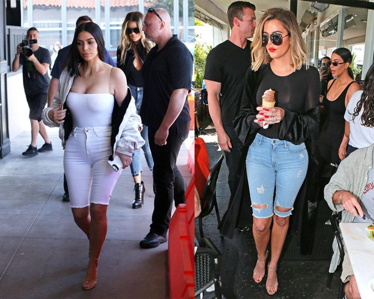 Kim Kardashina y Khloé Kardashian con el mismo modelito en distinto color