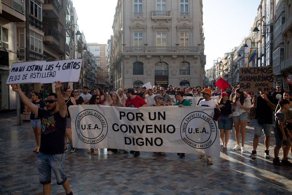 La protesta de las empresas auxiliares de Cartagena, en imágenes