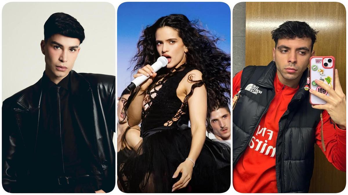 El maquillador Sergio Antón De Las Nieves (izquierda) y el peluquero Serpiente, artífices del look beauty de Rosalía en LUX TOUR.