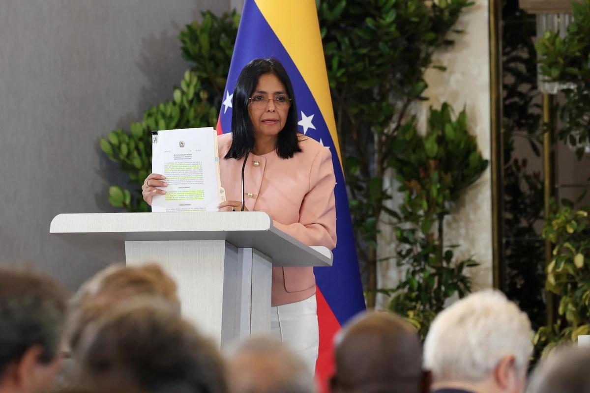 La presidenta en funciones de Venezuela, Delcy Rodríguez, anteriormente, vicepresidenta del gobierno de Nicolás Maduro