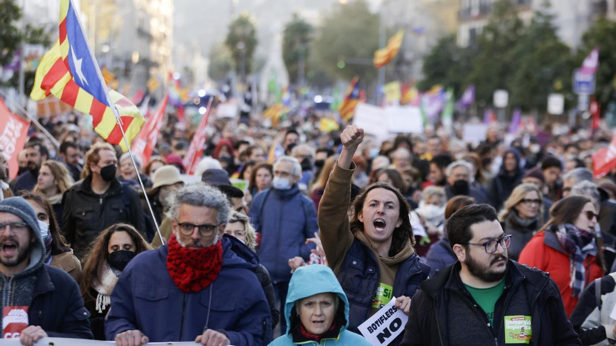 Manifestación en defensa de la escuela pública en catalán, el pasado abril, en Barcelona.