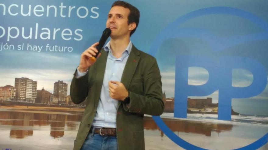 Pablo Casado, hoy, en Gijón.