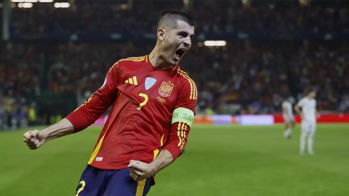 Álvaro Morata, con la selección española.