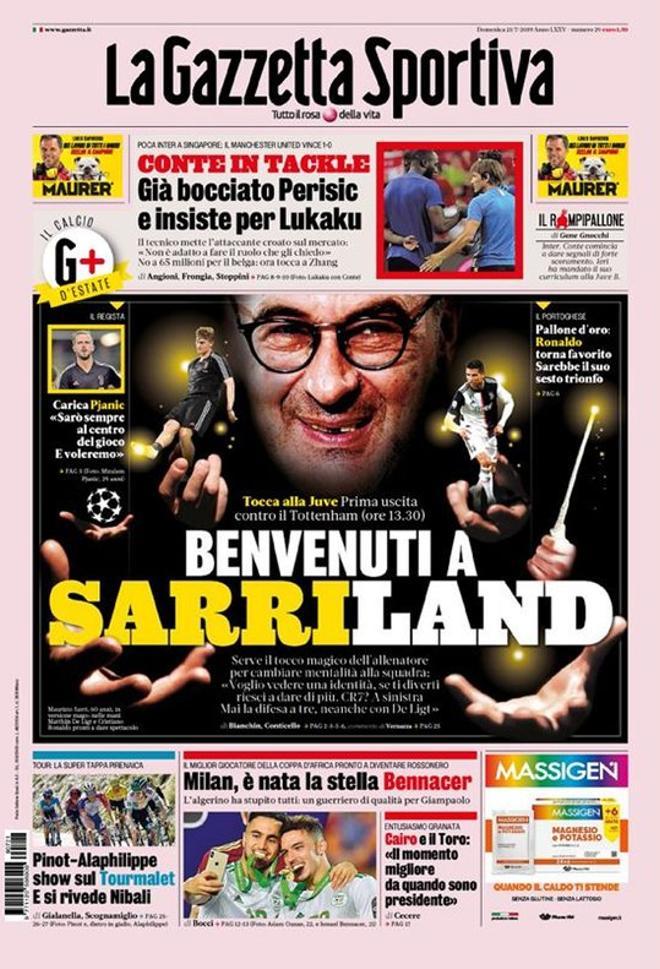 Portada de Gazzetta del 21 de julio